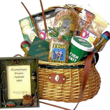 Fisherman's gift basket. This is one creative lady!!, Great Ideas!!