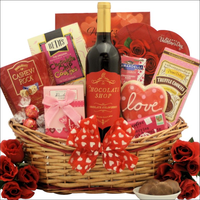 My Sweet Valentine Wine Gift Basket Gift Baskets for