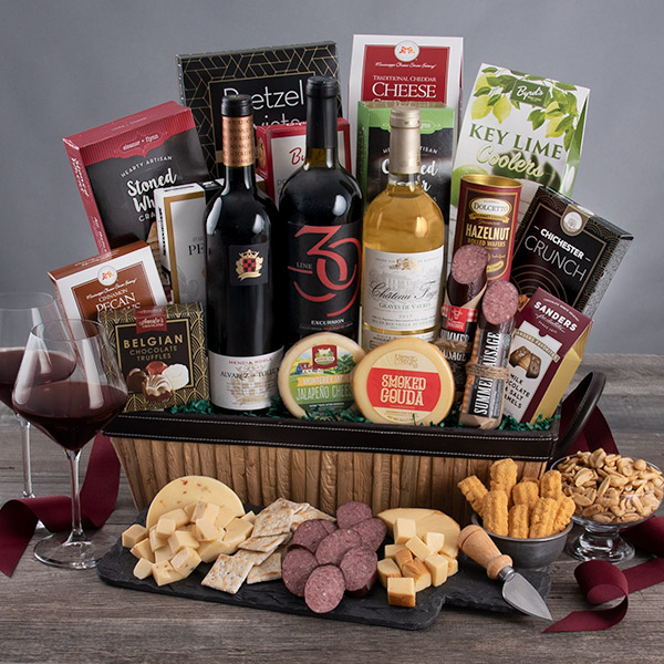 New Year's Celebration Gourmet Wine Gift Basket Gift