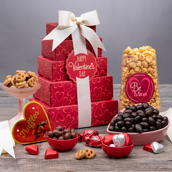 Happy Valentine's Day Gourmet Gift Tower Gift Baskets