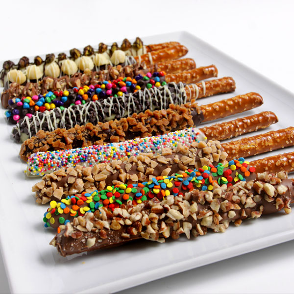 Gourmet Chocolate Dipped Pretzels Gift Baskets for Delivery
