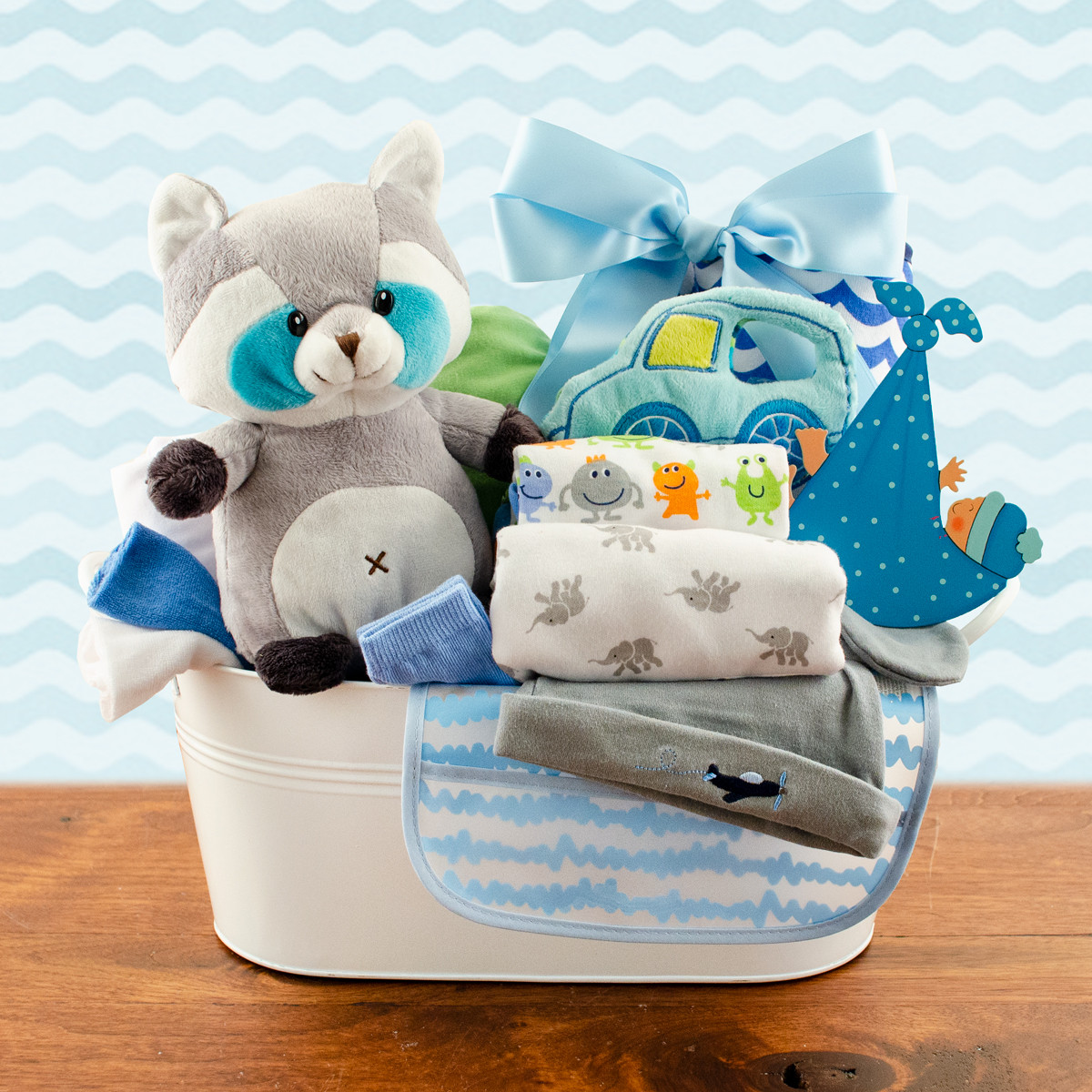 Welcome Home: Baby Boy Gift Basket - Gift Baskets for Delivery